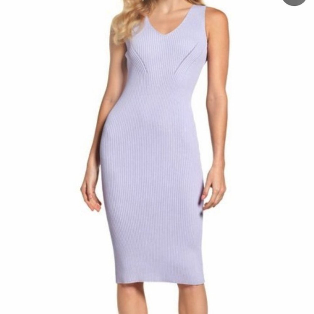 NWT Michael Kors Knit Ribbed Lavender Midi Dress